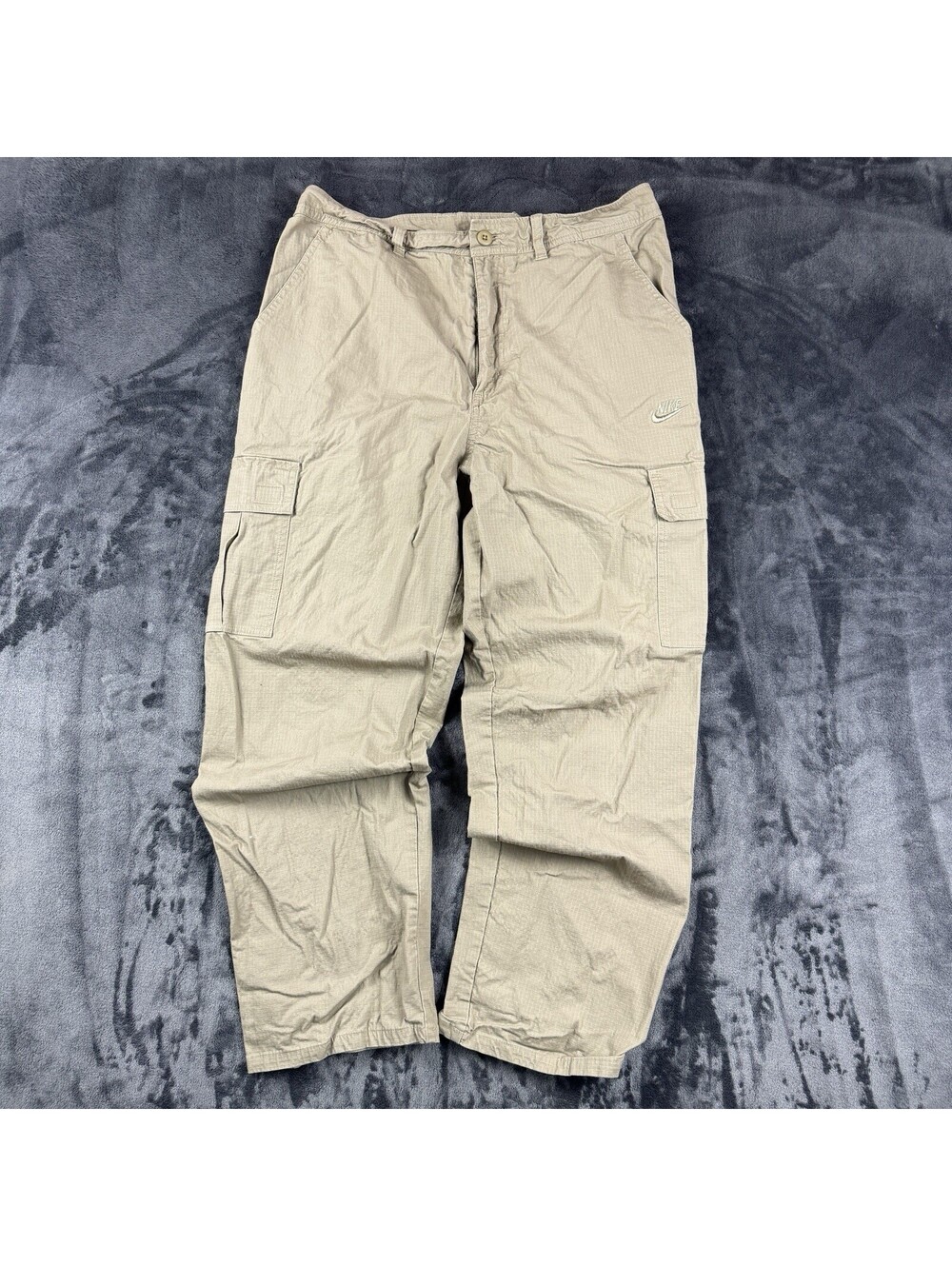 Nike Men’s 32 Beige Ripstop Cargo Pants Utility Pocket Y2K Streetwear Tactical